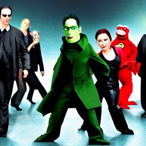 Prompt: The matrix performed by muppets