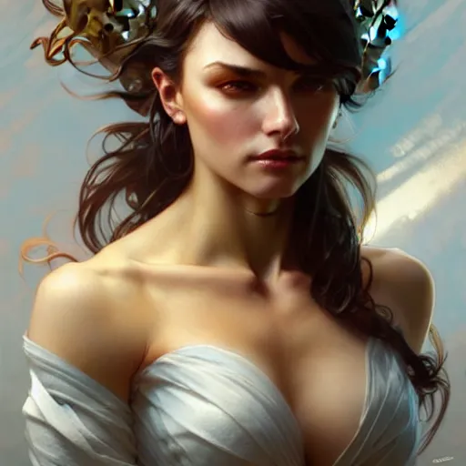 Image similar to , muscular upper body, D&D, fantasy, intricate, elegant, highly detailed, digital painting, artstation, concept art, smooth, sharp focus, illustration, art by artgerm and greg rutkowski and alphonse mucha