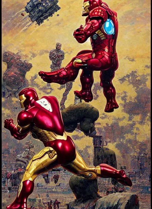 Image similar to brock lesnar as iron man, dynamic action, by lawrence alma tadema and zdzislaw beksinski and norman rockwell and jack kirby and tom lovell and greg staples