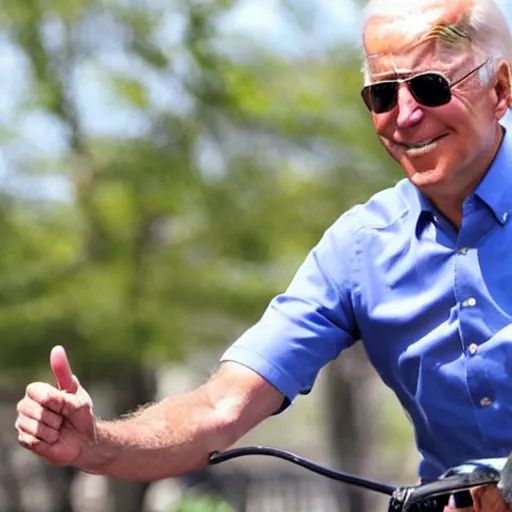 Prompt: joe biden riding a bike.