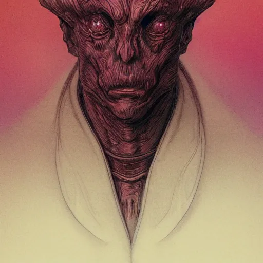 Image similar to a portrait of a character, in the style of wayne barlowe