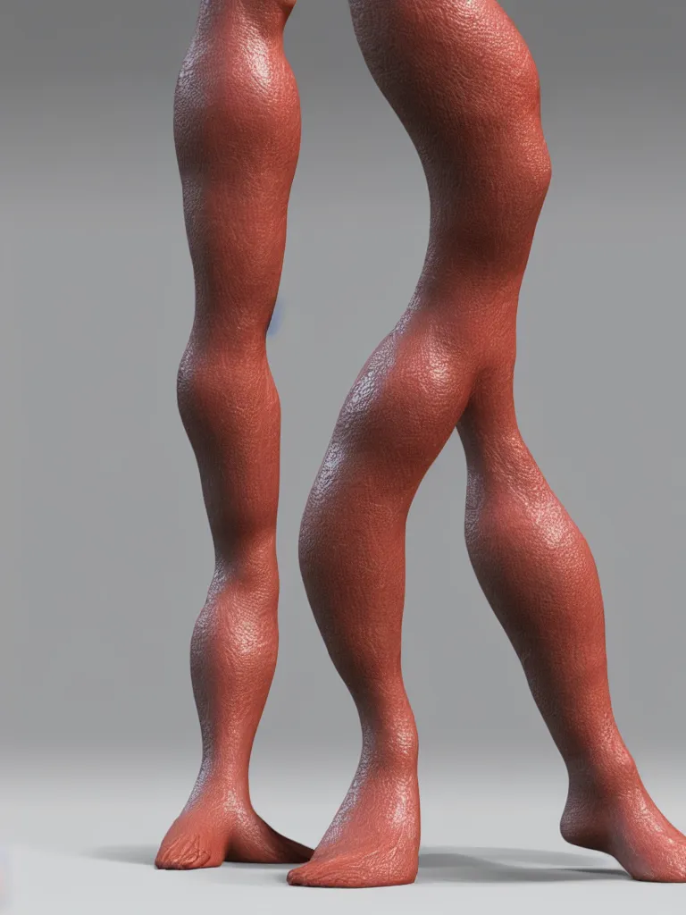 Prompt: simple primitive tube shape, straight smooth human leg, textured with photorealistic human skin, photoreal details, straight smooth vertical, highly realistic bump map, surface painter, pixar renderman, metahuman