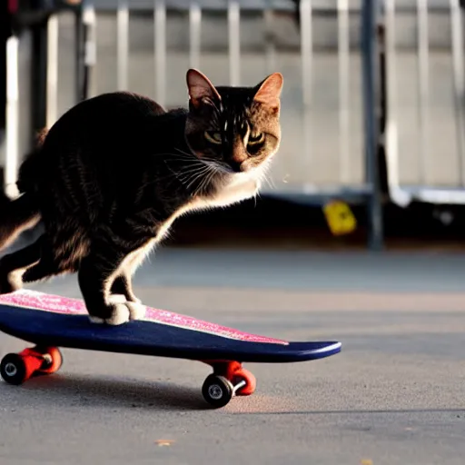 Prompt: photo cat on skateboard