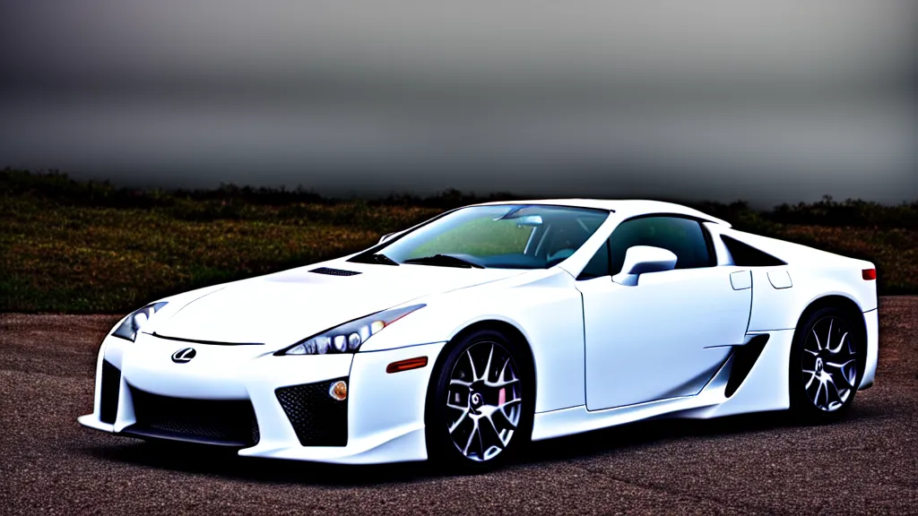 Image similar to a three quarter shot of a lexus lfa, 4k, hyper realistic, car photography