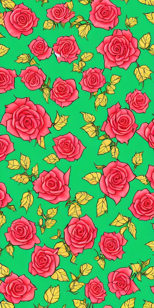 Image similar to seamless pattern of beautiful roses with leaves and throns, colourful, symmetrical, repeating 35mm photography