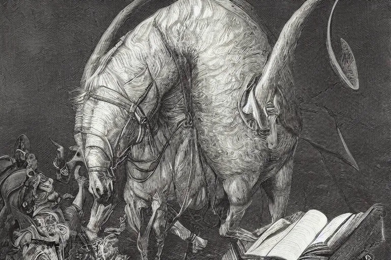 Prompt: highly detailed portrait of big open book, big open book, big open book, big open book, open book page, don quixote goes away, don quixote goes away, don quixote goes away, symmetrical, masterpiece, highly detailed painting by gustave dore
