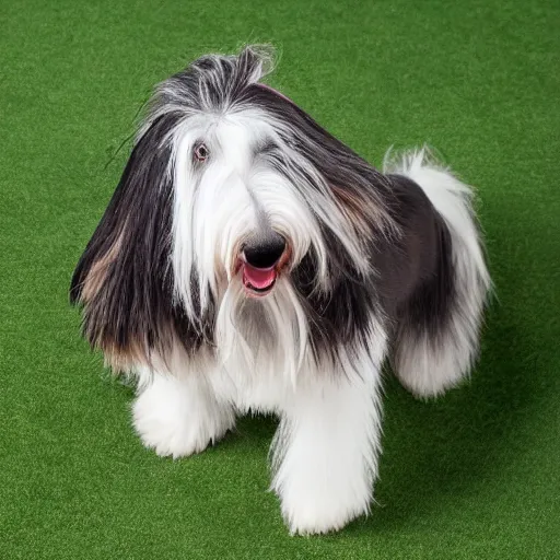 Prompt: TY beanie baby (bearded collie dog), comedy, action shot, arf, UE5, cute, adorable, fluffy, 70mm/f2.8, imax