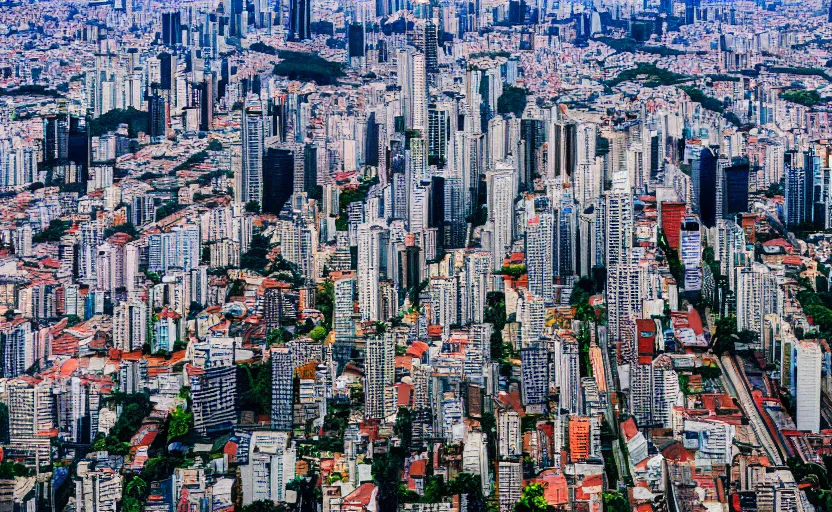 Image similar to award winning overhead view photo of the city of sao paulo, tilt shift photography