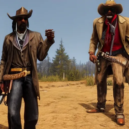 Prompt: Snoop Dog as a cowboy in Red Dead Redemption 2