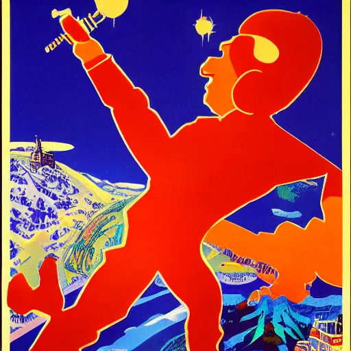 Prompt: soviet poster of terraria