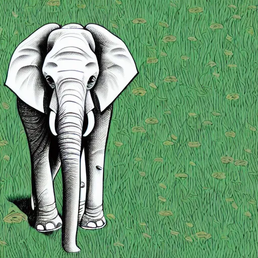 Prompt: a elephant on a green meadow, Anthropomorphized, portrait, highly detailed, colorful, illustration, smooth and clean vector curves, no jagged lines, vector art, smooth
