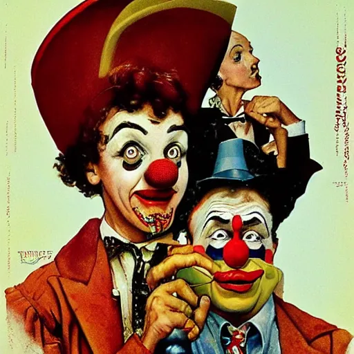 Prompt: Clown Chronicles, movie poster, artwork by Norman Rockwell