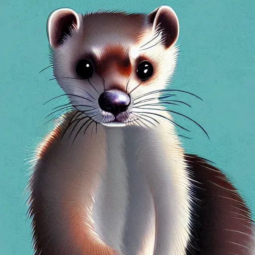 Image similar to beautiful furry art of ferret in smoking, high quality, detailed, digital art