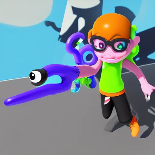 Image similar to 3 d render in the style of splatoon