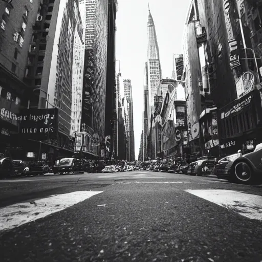 Image similar to an ant's POV of a new york city street