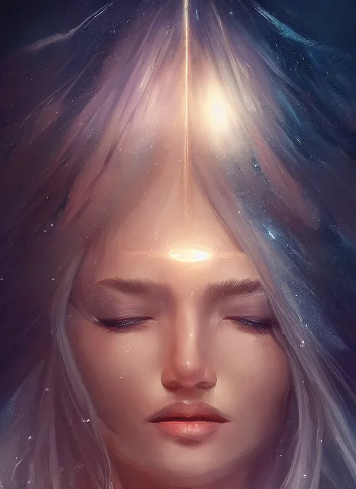 Image similar to highly detailed portrait of a beautiful celestial mage, dramatic light, artstation