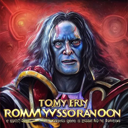 Image similar to Tommy Wiseau as a Thousand Sons sorcerer, photo realistic