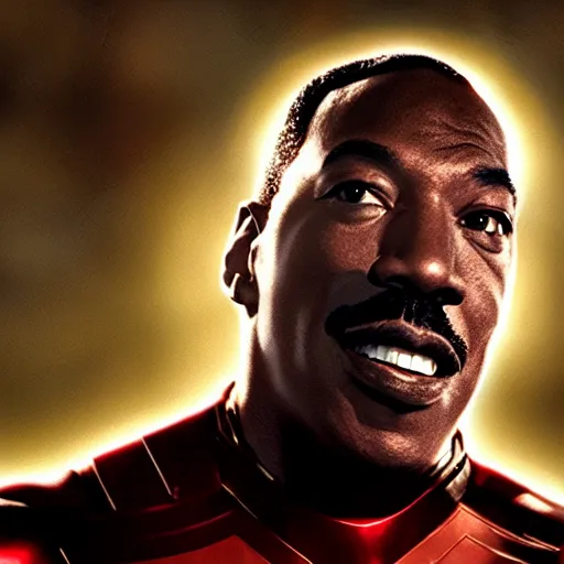 Image similar to a still of eddie murphy as an avenger, marvel superhero, cinematic lighting