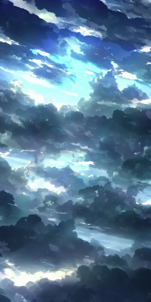 Image similar to look at the sky fall, anime scenery, 4k ultra