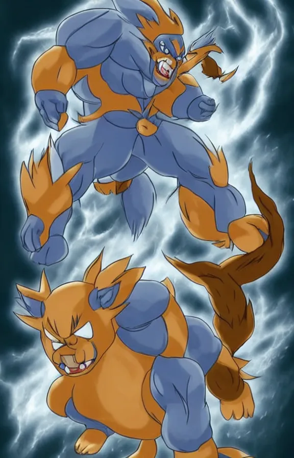 Image similar to fusion between machamp and arcanine