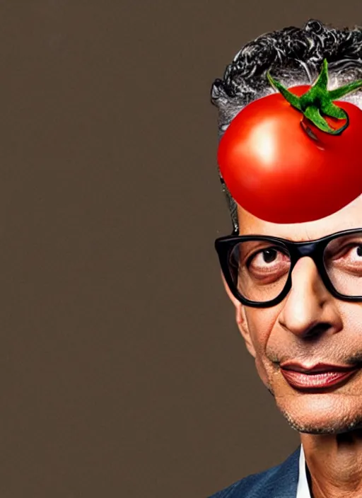 Image similar to jeff goldblum in a tomato