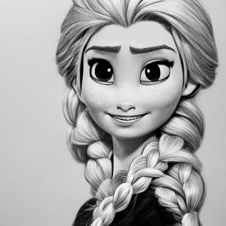 highly detailed pencil sketch of Elsa from Frozen, | Stable Diffusion