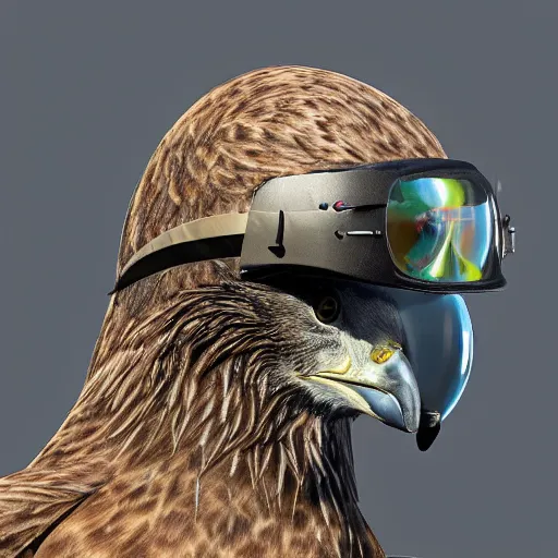 Image similar to a buzzard wearing a fighter pilot helmet, hyper - realistic, hyper - detailed, 4 k