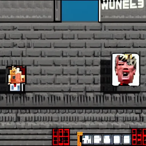 Image similar to wolfenstein 3 d screenshot : donald trump and alex jones