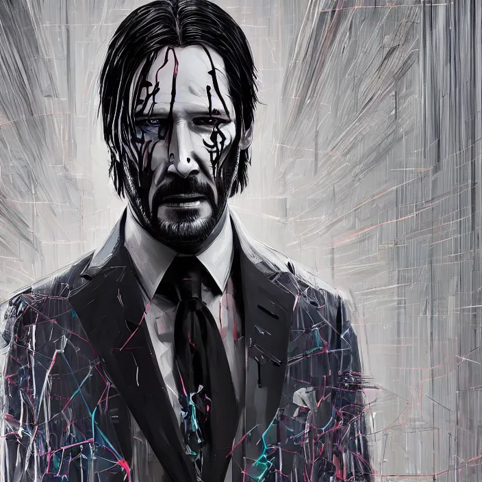 Prompt: portrait of John Wick as Skeleton. intricate abstract. intricate artwork. by Tooth Wu, wlop, beeple, dan mumford. octane render, trending on artstation, greg rutkowski very coherent symmetrical artwork. cinematic, hyper realism, high detail, octane render, 8k, iridescent accents