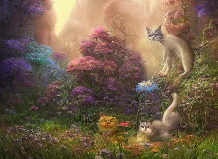 Image similar to magical cat, path traced, highly detailed, high quality, digital painting, by studio ghibli, lise deharme, alexander jansson, paul lehr, tim white, hans zatzka, george stubbs, louis wain