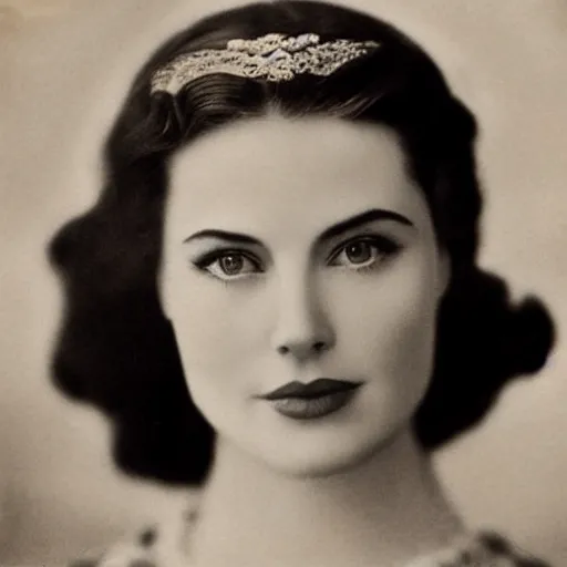 Image similar to headshot edwardian photograph of grace kelly, angelina jolie, 1 9 2 0 s film actress, realistic face, 1 9 1 0 s, grainy, victorian, soft blur