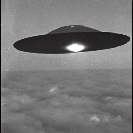 Image similar to a picture of an ufo above navy in the war, black and white, 1 9 4 0's