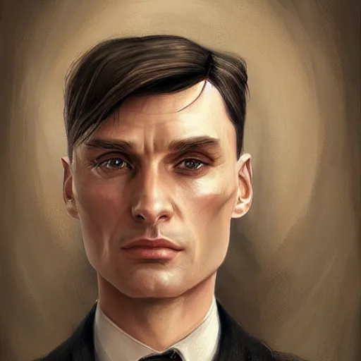 Image similar to portrait of tommy shelby by charlie bowater