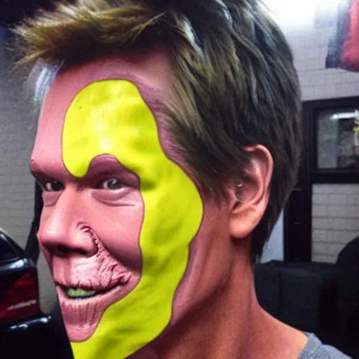 Image similar to kevin bacon face wrapped inside a cheeseburger