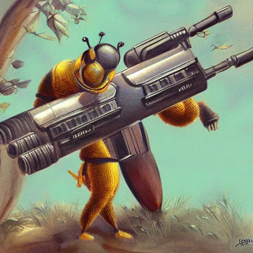 Image similar to a honeybee gun, fantasy art
