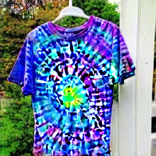 Image similar to A tie-dyed t-shirt with a Kirkland logo