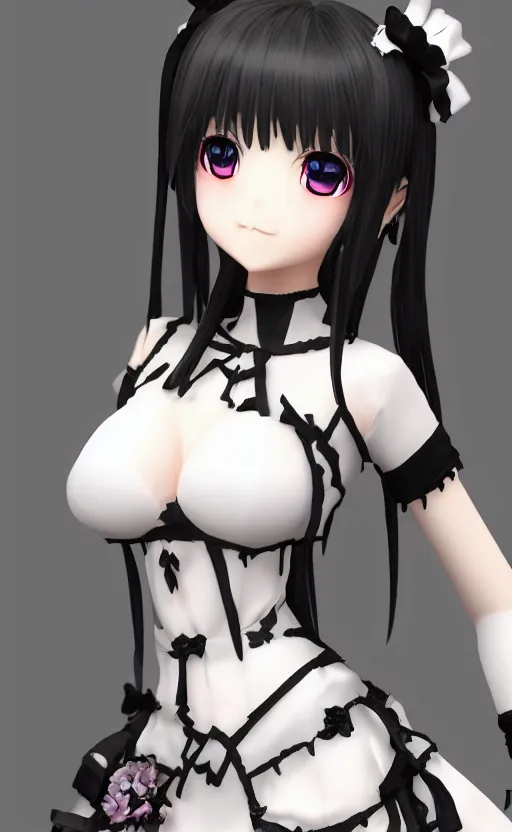 Prompt: !dream Anime girl figure in gothic dress, unreal engine, highly detailed.