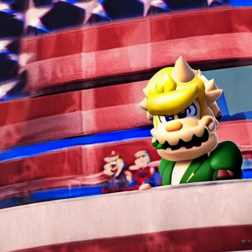 Image similar to bowser is elected president of the united states, 4k, realism