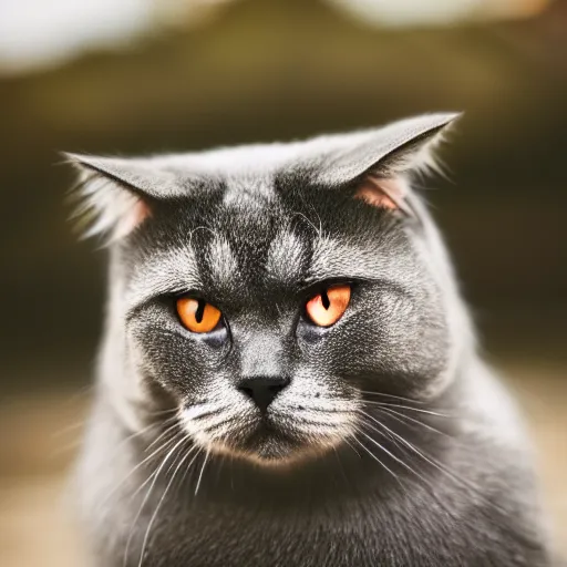 Prompt: front portrait photo of scottish fold cat wearing soldier clothing, pure grey fur, world champion cat, highly detailed, high resolution, cosplay photo, stunning, bokeh soft, trending on instagram, by professional photographer, modern warfare, shot with a canon