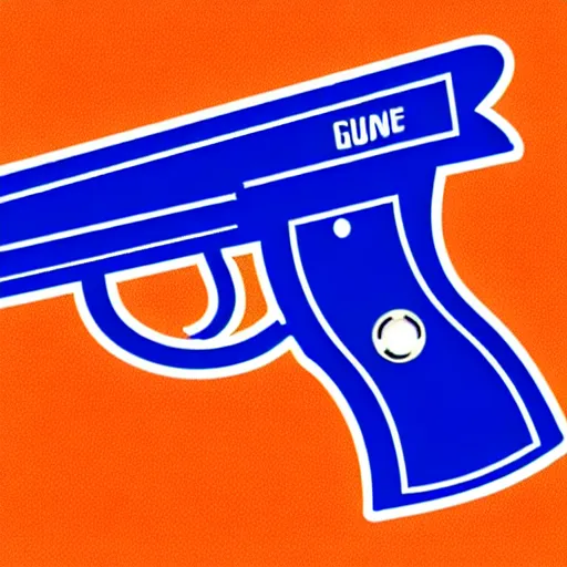 Prompt: gun with a blue crown logo