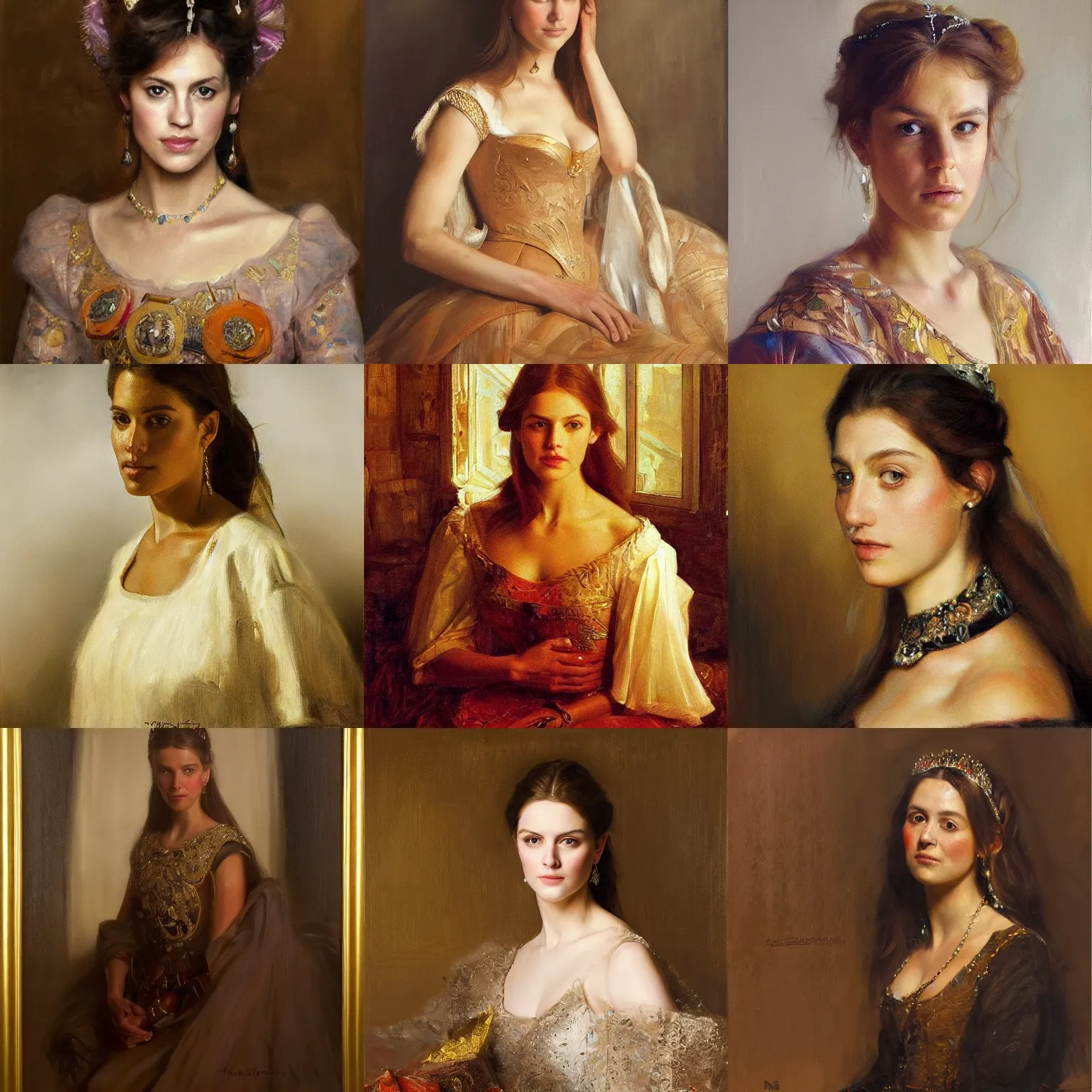 Prompt: the princess portrait by Nasreddine Dinet and Theodore Ralli and Jean Discart and Anders Zorn, masterful intricate artwork. Oil on canvas, excellent lighting, high detail 8k