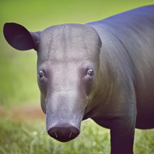 Prompt: portrait of a tapir, national geographic, grainy