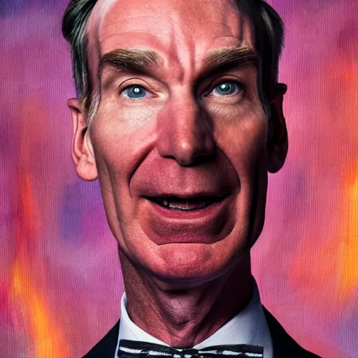 Prompt: a portrait of bill nye the science guy, dramatic lighting and composition, trending on artstation, concept art, comic book, chuck close, vittorio matteo corcos, john currin.