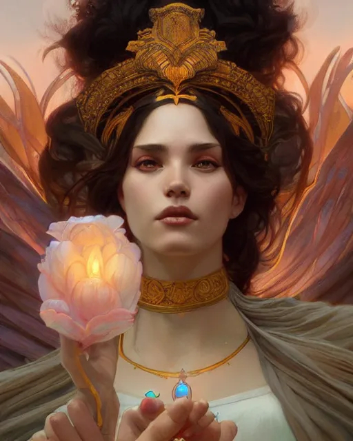 Image similar to goddess of love, highly detailed, digital painting, artstation, concept art, smooth, sharp focus, illustration, Unreal Engine 5, 8K, art by artgerm and greg rutkowski and alphonse mucha