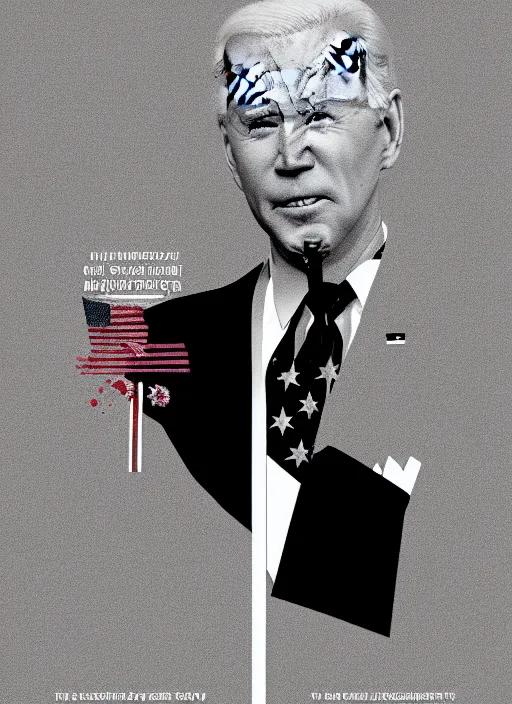 Image similar to biden, channing tatum portray united states president joe biden, minimalist movie poster, theatrical poster, fan art, digital art, trending on artstation