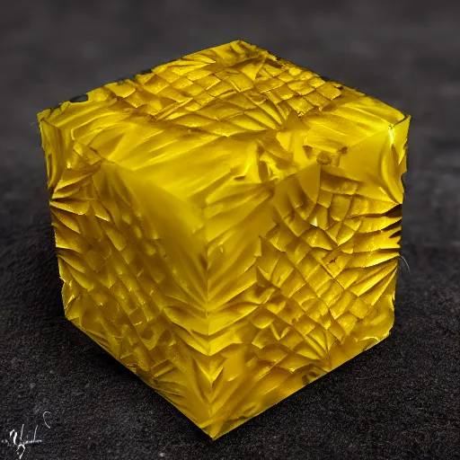 Image similar to pineapple cube, macro photography, wide angle lens, blurred background, high end product photography, digital art, professional photohraphy, colorful,