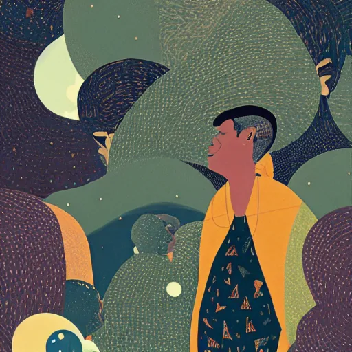 Image similar to a son admiring his father, joyful, illustration by victo ngai, studio muti, malika favre