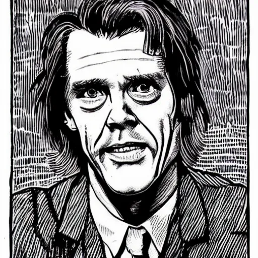 Image similar to Jim Carey drawn by Robert Crumb