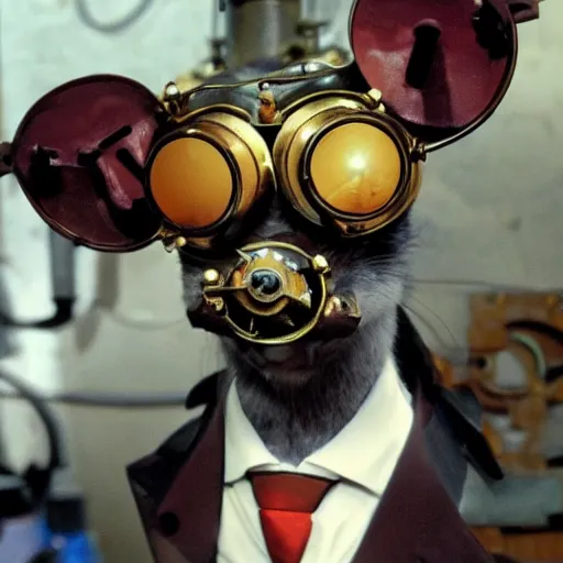 Prompt: a rat with steampunk googles, from Evangelion