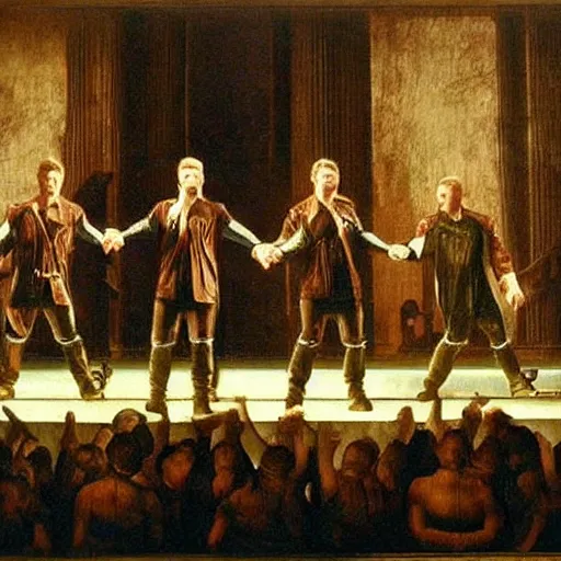 Image similar to westlife on stage art by leonardo da vinci